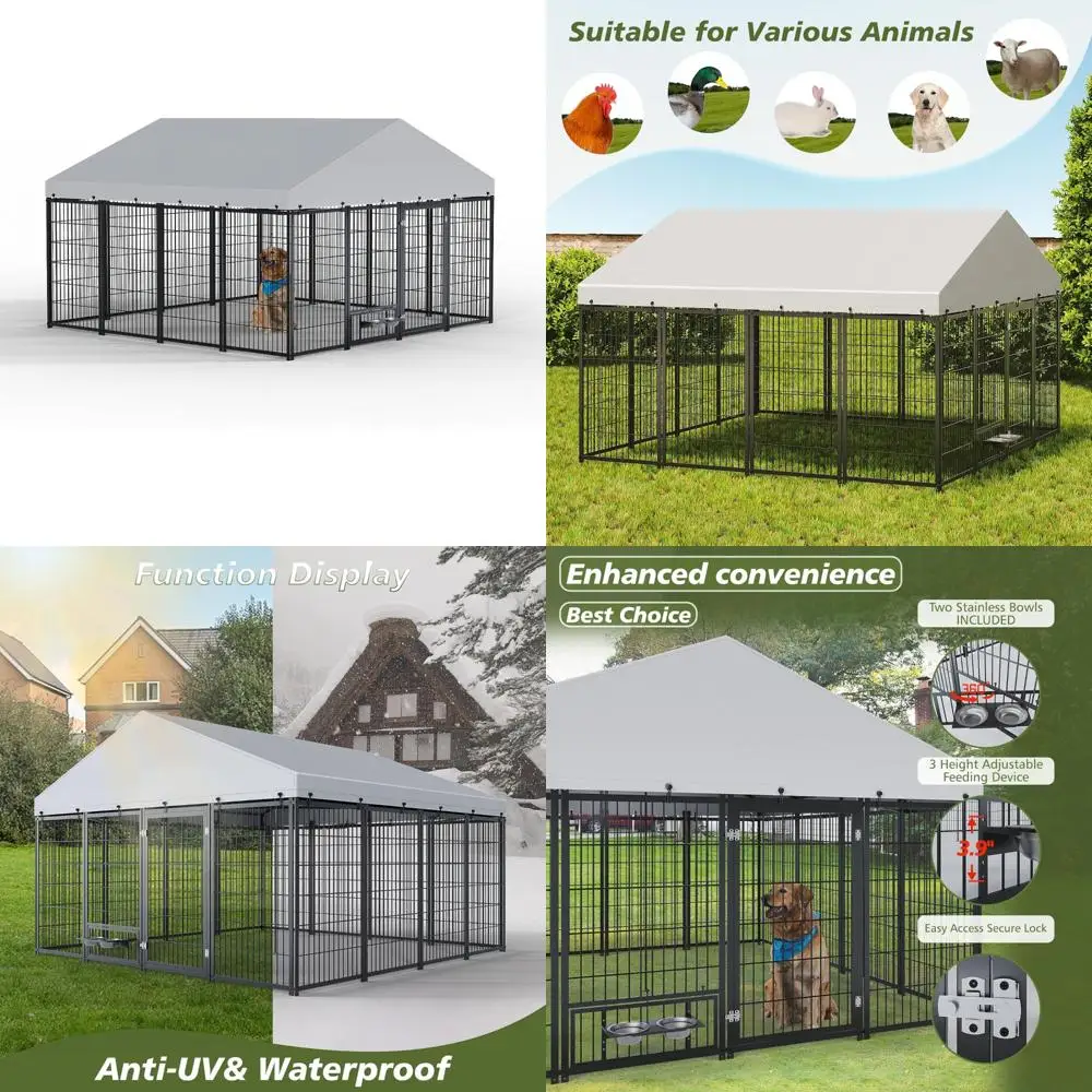Heavy-Duty Outdoor Dog Enclosures with UV-Resistant Waterproof Roof and Double Lock for Large Dogs
Heavy-Duty Outdoor Dog Enclosures with UV-Resistant Waterproof Roof and Double Lock for Large Dogs