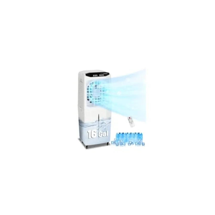 4800CFM Portable Evaporative Air Cooler, 3-IN-1 Windowless Swamp Cooler Air Conditioner with 16Gal Tank, 120 Oscillation, 12H T
4800CFM Portable Evaporative Air Cooler, 3-IN-1 Windowless Swamp Cooler Air Conditioner with 16Gal Tank, 120 Oscillation, 12H T
