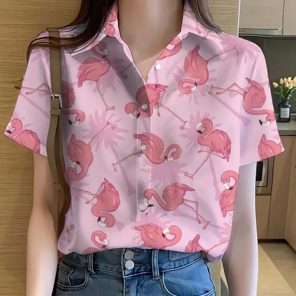 Womens Shirts Cartoon Animal flamingo 3D Printed Casual Hawaiian Short Sleeve Button Beach Shirt Summer y2k Women's Clothes
Womens Shirts Cartoon Animal flamingo 3D Printed Casual Hawaiian Short Sleeve Button Beach Shirt Summer y2k Women's Clothes