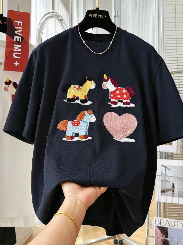 plus Size Women's Casual Loose Fit Short Sleeve T-Shirt Embroidered Heavy Duty Cartoon Design Breathable Cotton Summer Top
plus Size Women's Casual Loose Fit Short Sleeve T-Shirt Embroidered Heavy Duty Cartoon Design Breathable Cotton Summer Top
