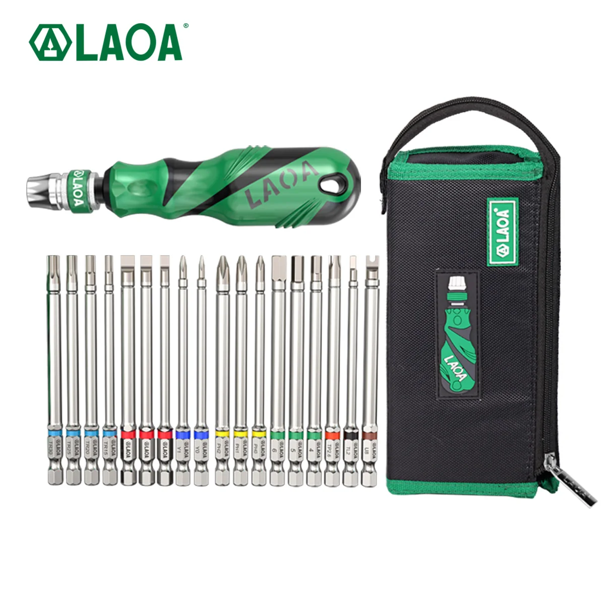 LAOA Home Repair Screwdriver Set, S2 Steel, Magnetic Bits, Quick-Release, Aluminum Handle, 22pcs, 1/4" Hex, Storage Pouch
LAOA Home Repair Screwdriver Set, S2 Steel, Magnetic Bits, Quick-Release, Aluminum Handle, 22pcs, 1/4" Hex, Storage Pouch