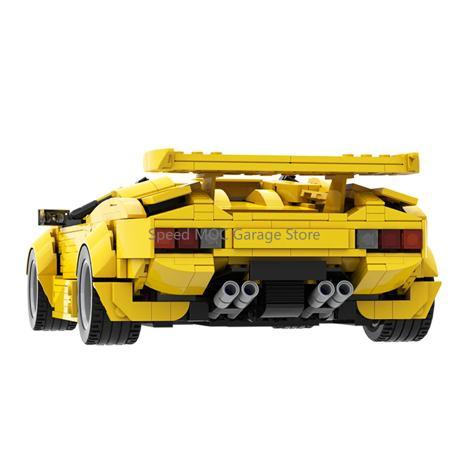 Iconic Wedge Shaped Vintage Supercar Replica MOC Building Blocks, Bright Yellow Retro Sports Car With Large Rear Spoiler
Iconic Wedge Shaped Vintage Supercar Replica MOC Building Blocks, Bright Yellow Retro Sports Car With Large Rear Spoiler