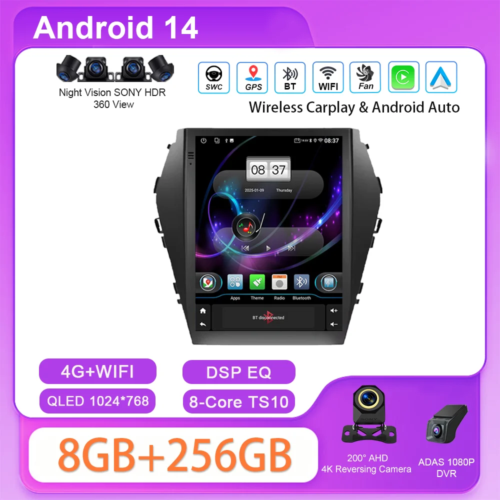 Android 14 Car Radio Stereo For Hyundai Santafe 2013-2017 IX45 2013-2017 9.7 Inch Screen Auto Multimedia Player GPS NO 2DIN DVD
Android 14 Car Radio Stereo For Hyundai Santafe 2013-2017 IX45 2013-2017 9.7 Inch Screen Auto Multimedia Player GPS NO 2DIN DVD