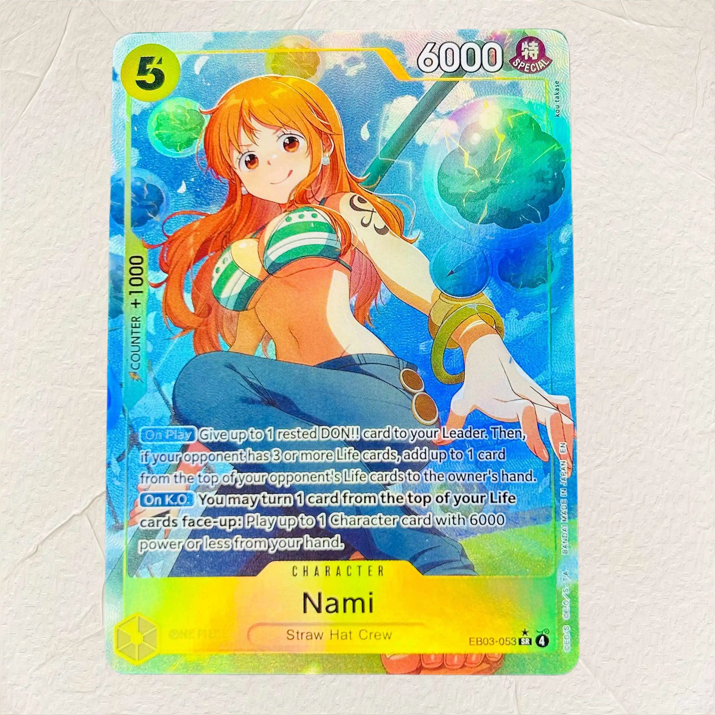 DIY One Piece Nami EB03-053 Holographic Texture Cards English Version Perfect Condition Classic Anime Collectible TCG
DIY One Piece Nami EB03-053 Holographic Texture Cards English Version Perfect Condition Classic Anime Collectible TCG
