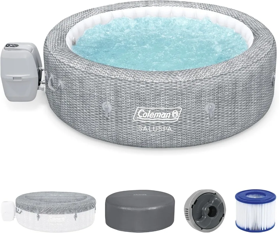 Coleman Sicily AirJet Large Round 5 to 7 Person Inflatable Hot Tub Portable Outdoor Spa with 180 AirJets and EnergySense Cover
Coleman Sicily AirJet Large Round 5 to 7 Person Inflatable Hot Tub Portable Outdoor Spa with 180 AirJets and EnergySense Cover