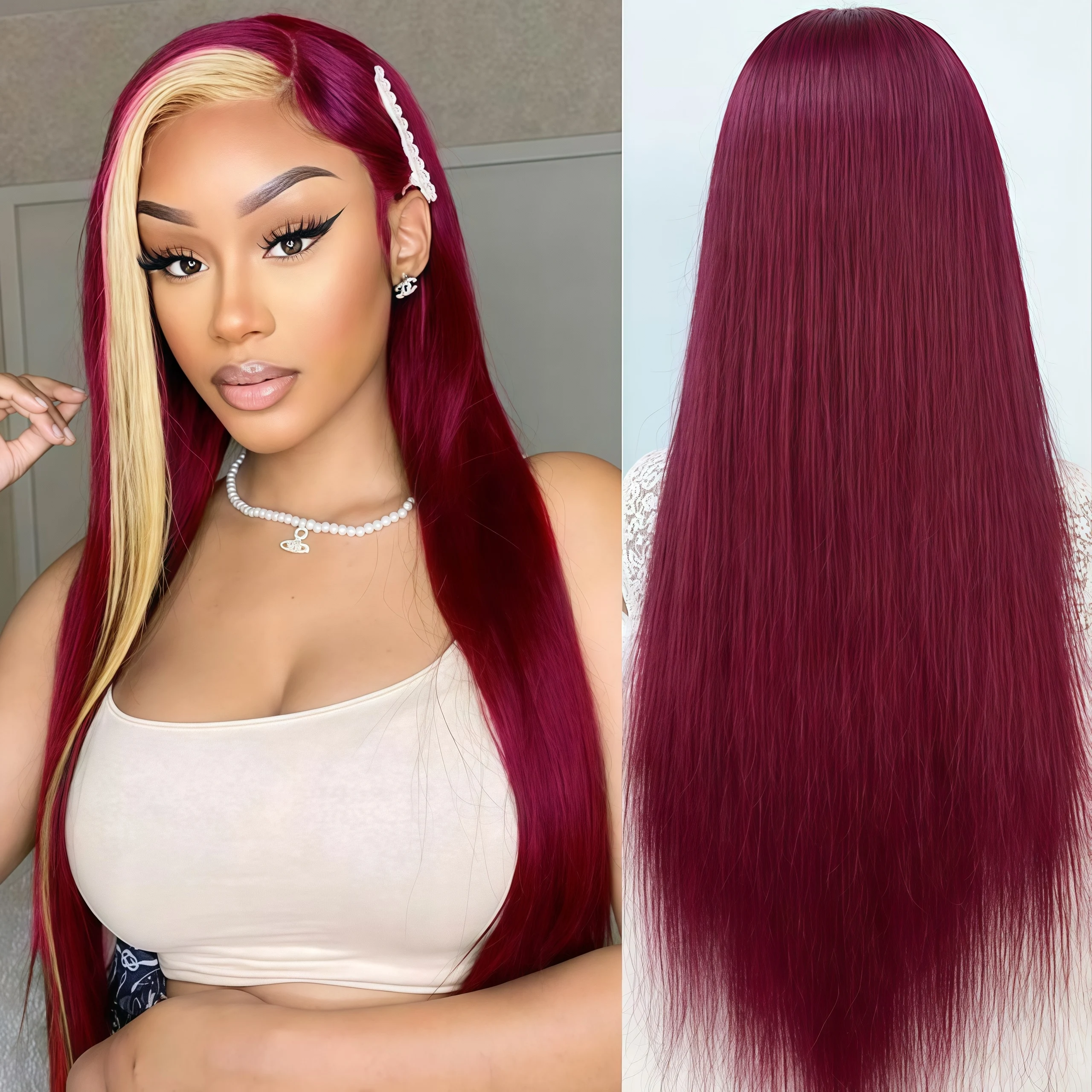 Ombre Highlight Blonde With Red Colored 13x4 Lace Front Wigs Human Hair Brazilian 30 Inch Bone Straight Human Hair Wig For Women
Ombre Highlight Blonde With Red Colored 13x4 Lace Front Wigs Human Hair Brazilian 30 Inch Bone Straight Human Hair Wig For Women