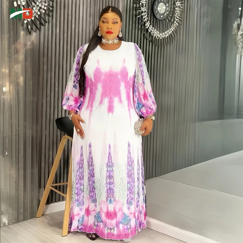 MD African Women's Plus Size Maxi Dress Round Neck Floral Printed Gown Sheer Long Sleeves Robe for Church Weddings Celebrations
MD African Women's Plus Size Maxi Dress Round Neck Floral Printed Gown Sheer Long Sleeves Robe for Church Weddings Celebrations