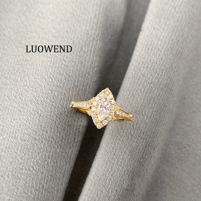 LUOWEND 100% 18K White/Yellow Gold Rings Fashion Marquise Cut Shape Real Natural Diamond Engagement Ring for Women Fine Jewelry
LUOWEND 100% 18K White/Yellow Gold Rings Fashion Marquise Cut Shape Real Natural Diamond Engagement Ring for Women Fine Jewelry