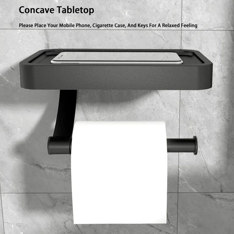 AB46-No-Drill Installation Aluminum Bathroom Tissue Holder Featuring Integrated Phone Shelf- Thickened Wall Mount Design
AB46-No-Drill Installation Aluminum Bathroom Tissue Holder Featuring Integrated Phone Shelf- Thickened Wall Mount Design