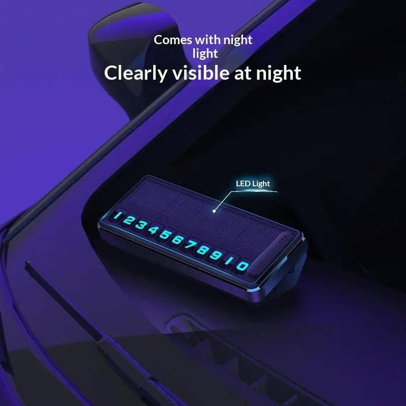 Solar Powered Car Phone Number Plate LED Temporary Parking Card with Hidden Number Plate for Secure Contact
Solar Powered Car Phone Number Plate LED Temporary Parking Card with Hidden Number Plate for Secure Contact