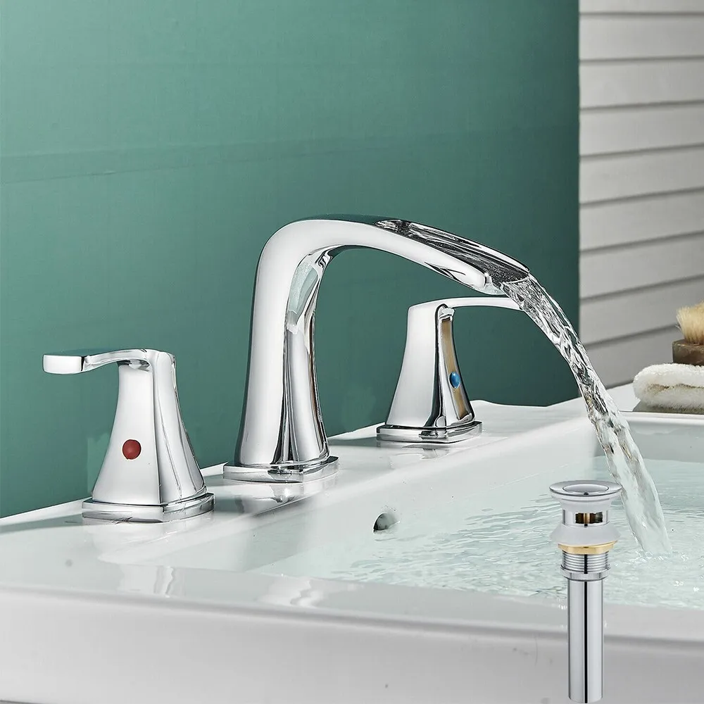 2 Handles 3 Holes Widespread Bathroom Sink Faucet Bathroom Vanity Mixer Tap
2 Handles 3 Holes Widespread Bathroom Sink Faucet Bathroom Vanity Mixer Tap