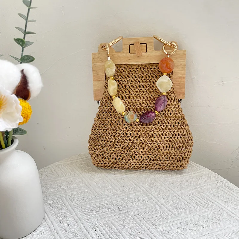 Luxury Crossbody Bag Nice Pearl Chain Straw Bag Women Hand-Woven Handbags Women 2025 Summer Wooden Rattan Shoulder Bag Brand
Luxury Crossbody Bag Nice Pearl Chain Straw Bag Women Hand-Woven Handbags Women 2025 Summer Wooden Rattan Shoulder Bag Brand