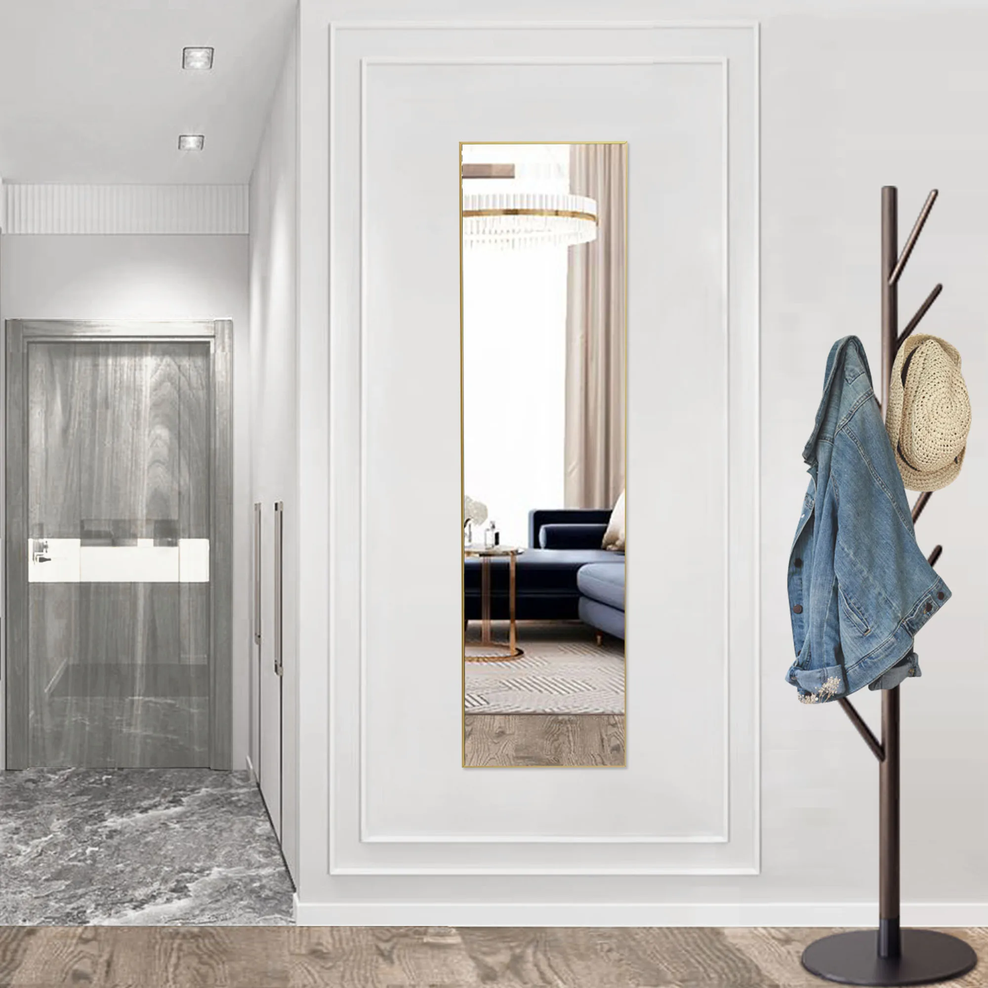 Floor Standing Mirror, Wall Mirror with Stand Aluminum Alloy Thin Frame
Floor Standing Mirror, Wall Mirror with Stand Aluminum Alloy Thin Frame