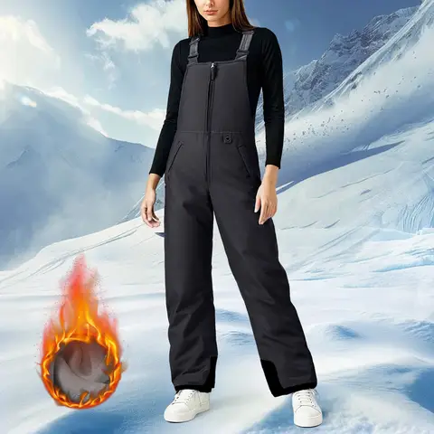 Women's Snow Bib Overalls Winter Ski Pants Waterproof Windproof Warm Insulated Suspender Trousers for Skiing Jumper Outfits