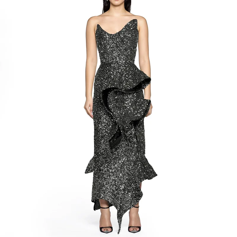 New fashionable and sexy bead tube top medium and long hem lotus leaf dress simple temperament elegant and versatile high-end re
New fashionable and sexy bead tube top medium and long hem lotus leaf dress simple temperament elegant and versatile high-end re