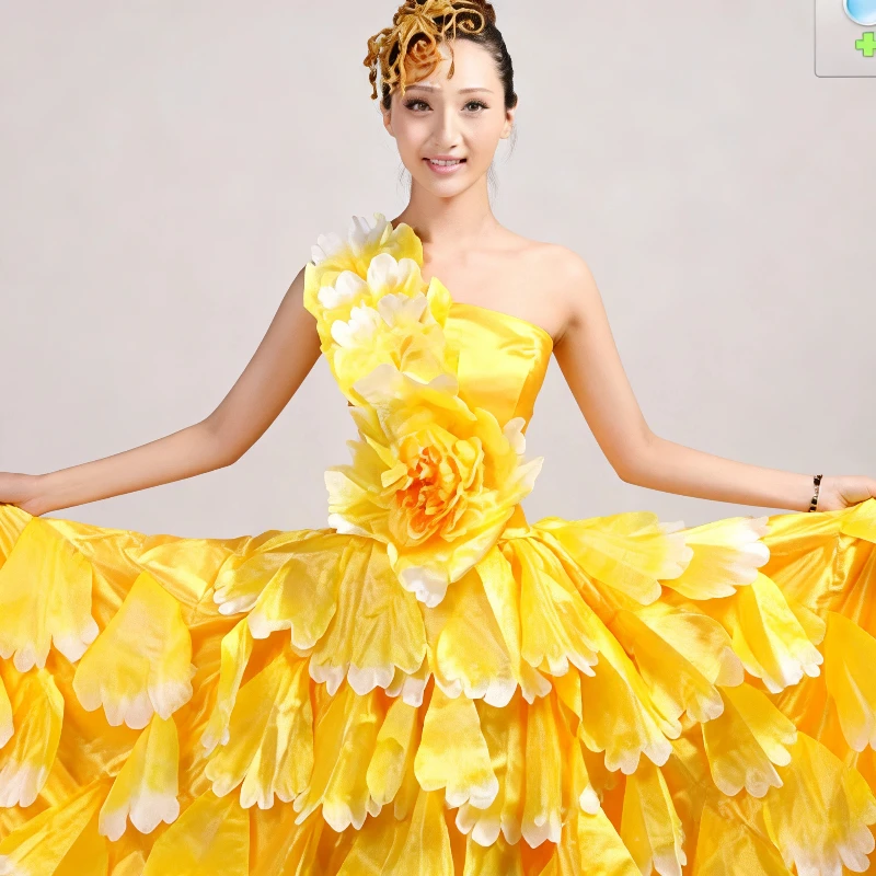 Chinese Women Performance Costume Dance Dress Traditional Folk Large Skirt 360 Elegant Blooming Flower Petal Stage Show Elegant
Chinese Women Performance Costume Dance Dress Traditional Folk Large Skirt 360 Elegant Blooming Flower Petal Stage Show Elegant