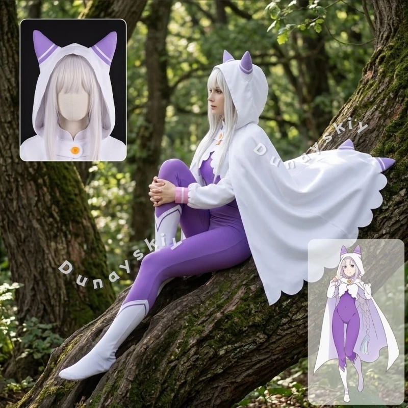 Emilia New Outfit Costume Sexy Bodysuit Jumpsuit Purple Cloak Cute Cat Ear Pointed Hood Design Wigs Halloween Cosplay Re0 Four
Emilia New Outfit Costume Sexy Bodysuit Jumpsuit Purple Cloak Cute Cat Ear Pointed Hood Design Wigs Halloween Cosplay Re0 Four