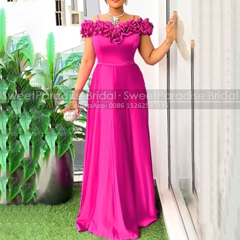 Spaghetti Off Shoulder Mother of the Bride Dresses Customized Flowers A Line Long Hot Pink Satin Plus Size Women Evening Dress
Spaghetti Off Shoulder Mother of the Bride Dresses Customized Flowers A Line Long Hot Pink Satin Plus Size Women Evening Dress