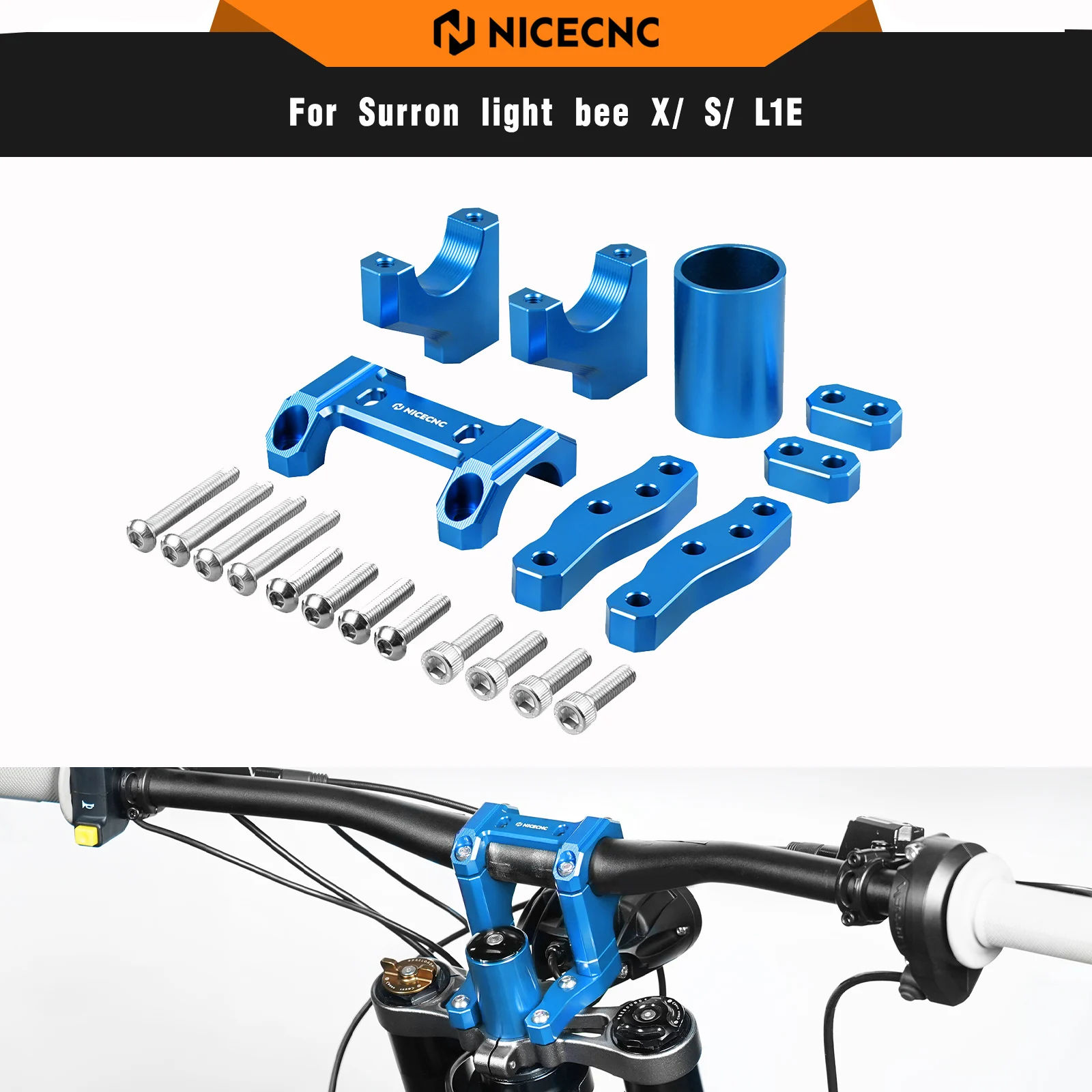 NICECNC Front Handlebar Bar Riser Mount Bracket For Surron light bee X light bee S L1E Segway X160 Segway X260 Sur-ron Bike Part
NICECNC Front Handlebar Bar Riser Mount Bracket For Surron light bee X light bee S L1E Segway X160 Segway X260 Sur-ron Bike Part