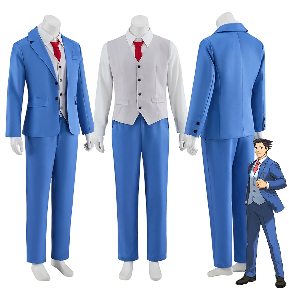 Phoenix Wright Cosplay Ace Attorney Costume Men's Blue Jacket Pants Defense Lawyer Uniform Suit Halloween Party Disguise Suit
Phoenix Wright Cosplay Ace Attorney Costume Men's Blue Jacket Pants Defense Lawyer Uniform Suit Halloween Party Disguise Suit