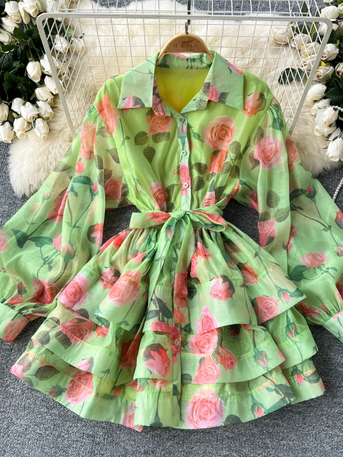Faionable Polka Dot Printed Women's Dr Belted Waist Collar Lantern Sve High Waist A-Line Midi Skirt Long Sve
Faionable Polka Dot Printed Women's Dr Belted Waist Collar Lantern Sve High Waist A-Line Midi Skirt Long Sve