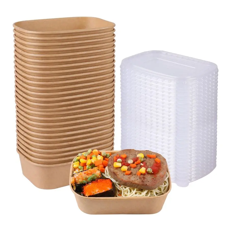 Disposable Kraft paper bowls with lids, Rectangle Food containers Soup Bowls Party Supplies Treat Bowls 50 PACK
Disposable Kraft paper bowls with lids, Rectangle Food containers Soup Bowls Party Supplies Treat Bowls 50 PACK