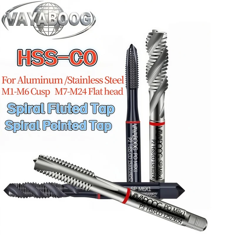 1PCS HSS-CO OX Metric Spiral Fluted Tap M2M3M3.5M4M5M6M7M8M10M12Spiral Pointed Tap stainless steel JIS Machine With Red Circle
1PCS HSS-CO OX Metric Spiral Fluted Tap M2M3M3.5M4M5M6M7M8M10M12Spiral Pointed Tap stainless steel JIS Machine With Red Circle