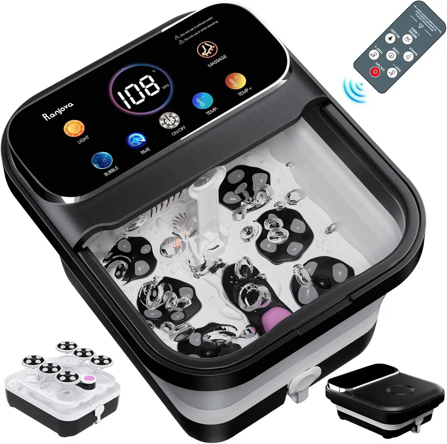 Foot Spa Electric Rotary Massage, with Touchscreen Pro Color Display, Collapsible Foot Bath with Heat, Bubble,Remote Control
Foot Spa Electric Rotary Massage, with Touchscreen Pro Color Display, Collapsible Foot Bath with Heat, Bubble,Remote Control