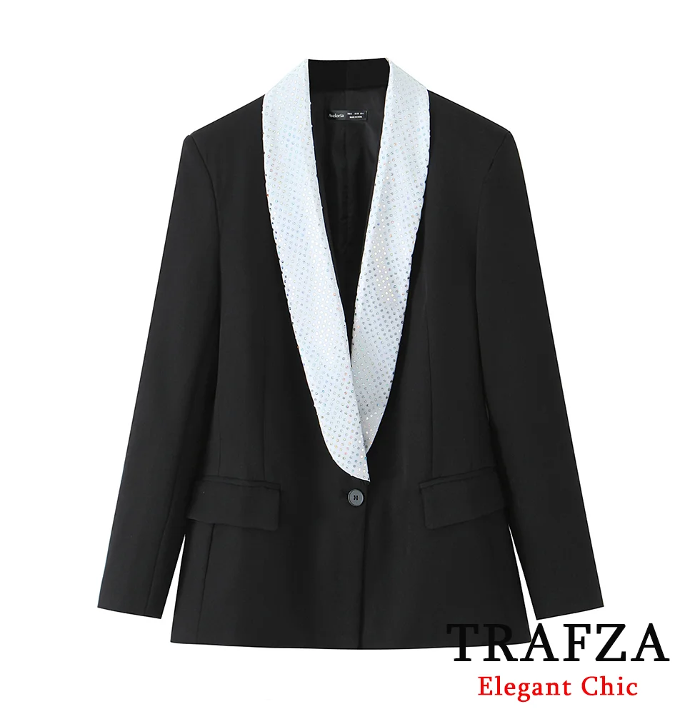 KONDALA Elegant Lady Dinner Blazer Sequin Decoration White Neckline Blazer 2025 Spring Fall Fashion Dating Formal Women Blazer 
KONDALA Elegant Lady Dinner Blazer Sequin Decoration White Neckline Blazer 2025 Spring Fall Fashion Dating Formal Women Blazer