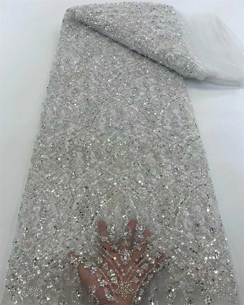 High Quality African Sequins Lace Fabric for Sewing Wedding Dresses Party Gowns Nigerian French Groom Mesh Beads Fabric
High Quality African Sequins Lace Fabric for Sewing Wedding Dresses Party Gowns Nigerian French Groom Mesh Beads Fabric