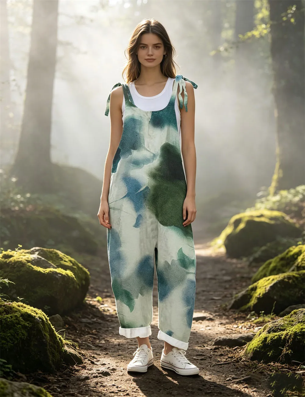 Ladies' new watercolor/ink blend print casual cute loose jumpsuit retro casual pants
Ladies' new watercolor/ink blend print casual cute loose jumpsuit retro casual pants