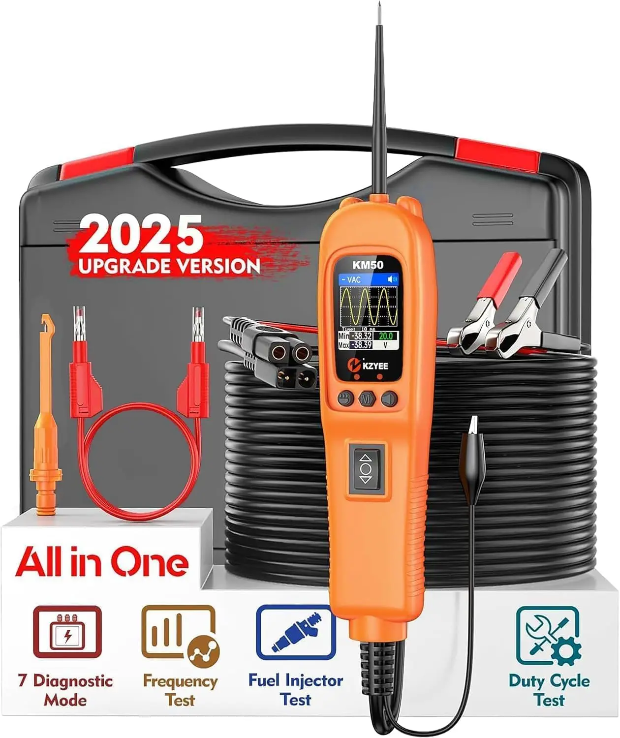 Модернизированный тестер автомобильных цепей с 7 режимами, дисплеем формы сигнала в реальном времени и активацией компонентов для систем 12 В/24 В.
Модернизированный тестер автомобильных цепей с 7 режимами, дисплеем формы сигнала в реальном времени и активацией компонентов для систем 12 В/24 В.