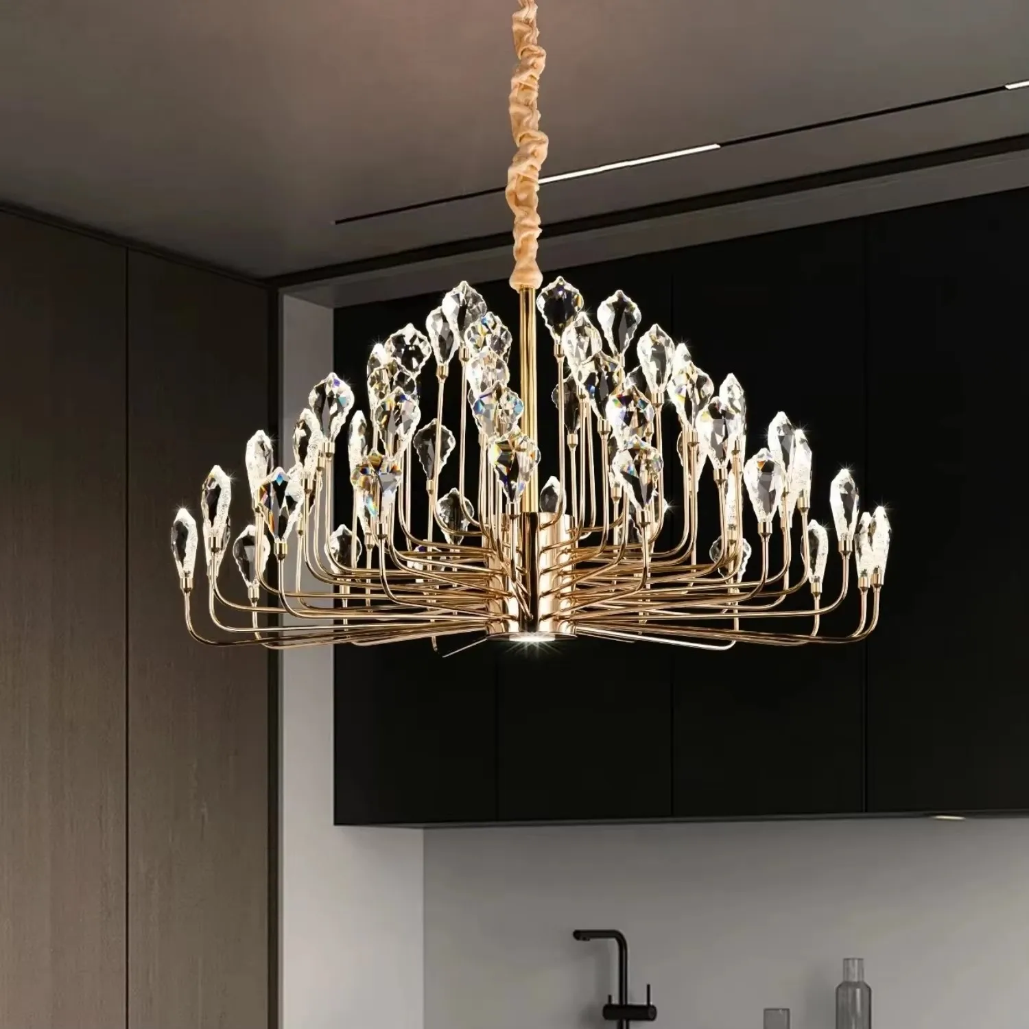 Nordic Luxury Crystal Chandelier Gold Round Pendant Light for Kitchen Island Dining Living Room Bedroom Decor Hanging Lamp
Nordic Luxury Crystal Chandelier Gold Round Pendant Light for Kitchen Island Dining Living Room Bedroom Decor Hanging Lamp