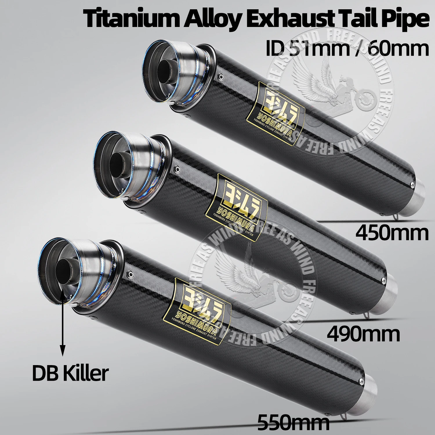 450MM/490MM/550MM Titanium Alloy Stainless Steel Motorcycle Exhaust Muffler Pipe for MT07 MT09 Z900 Z400 ninja400 ETC GP Racing
450MM/490MM/550MM Titanium Alloy Stainless Steel Motorcycle Exhaust Muffler Pipe for MT07 MT09 Z900 Z400 ninja400 ETC GP Racing