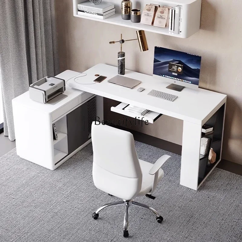 Modern simple white desk solid wood integrated telescopic corner desktop computer desk
Modern simple white desk solid wood integrated telescopic corner desktop computer desk