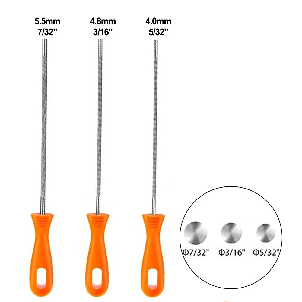 High Performance Chainsaw Chain Sharpening File Set 3 Pack Round Files with Plastic Handle for Optimal Control
High Performance Chainsaw Chain Sharpening File Set 3 Pack Round Files with Plastic Handle for Optimal Control