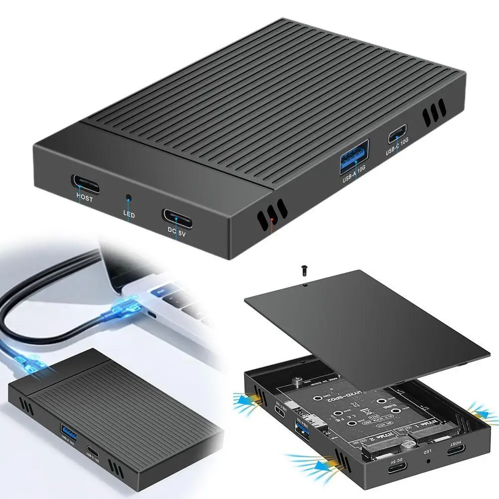 M.2 NVMe Dual-slot Hard Drive Enclosure Gen2 10Gbps HUB Expansion Dock Computer Docking Station Dual Hard Disk Docking
M.2 NVMe Dual-slot Hard Drive Enclosure Gen2 10Gbps HUB Expansion Dock Computer Docking Station Dual Hard Disk Docking