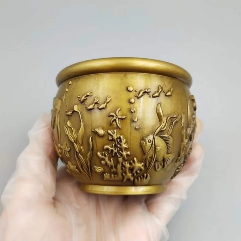 Antique , thickened brass, "Abundance of Fish" incense burner, copper vessel, nostalgic living room
Antique , thickened brass, "Abundance of Fish" incense burner, copper vessel, nostalgic living room