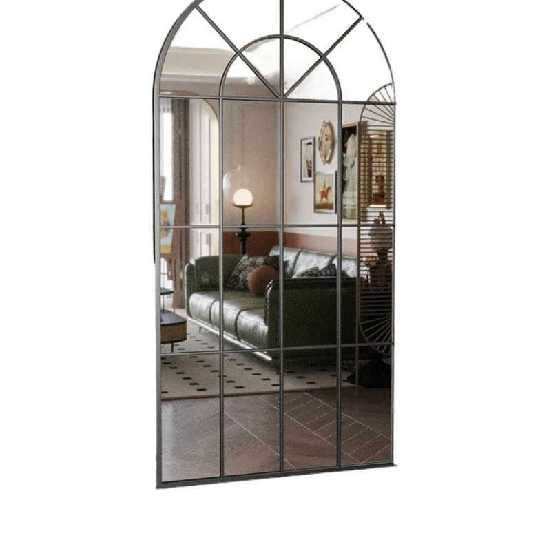 Arched full-body mirror, floor-to-ceiling decorative mirror hanging in the entrance of the living room for home use
Arched full-body mirror, floor-to-ceiling decorative mirror hanging in the entrance of the living room for home use
