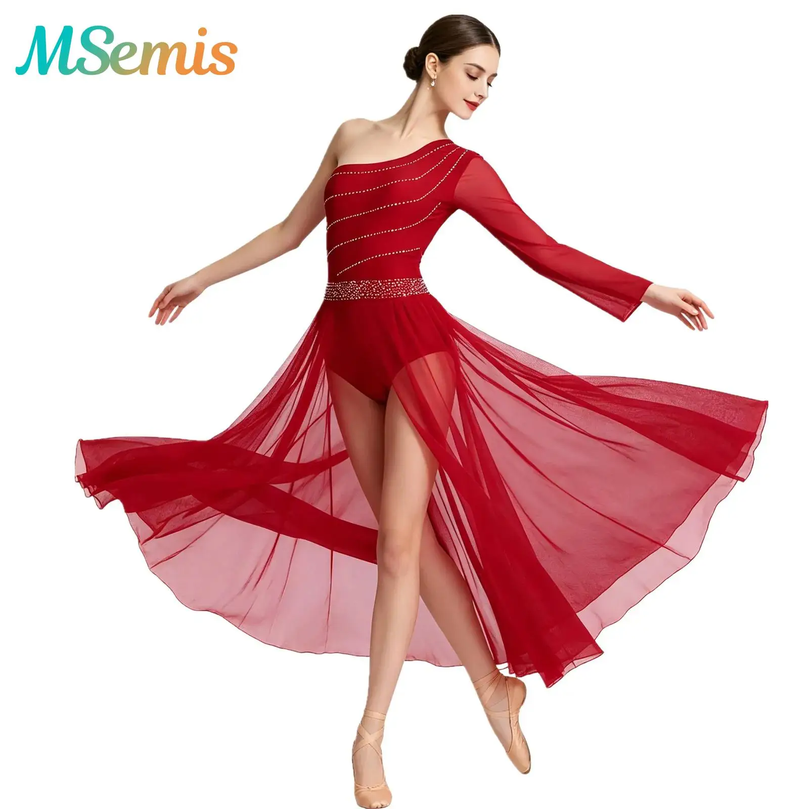 Womens Shiny Rhinestones Ballet Lyrical Contemporary Ballroom Dance Costume Sheer Mesh Flared Sleeve Flowy Split Leotard Dress
Womens Shiny Rhinestones Ballet Lyrical Contemporary Ballroom Dance Costume Sheer Mesh Flared Sleeve Flowy Split Leotard Dress