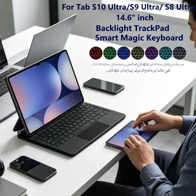 Pro Luxury Magnetic Backlight Touchpad Keyboard Magic Case for Samsung Galaxy Tab S10 Ultra S9 Ultra S8 Ultra 14.6 Inch Tablet
Pro Luxury Magnetic Backlight Touchpad Keyboard Magic Case for Samsung Galaxy Tab S10 Ultra S9 Ultra S8 Ultra 14.6 Inch Tablet