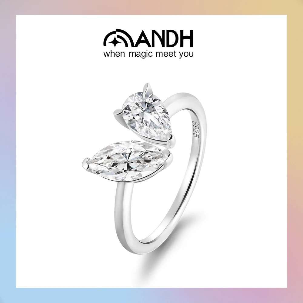 ANDH 2 ct Double Pear & Marquise Cut Moissanite Open Ring for Women 925 Sterling Silver Engagement Wedding Party Fine Jewelry
ANDH 2 ct Double Pear & Marquise Cut Moissanite Open Ring for Women 925 Sterling Silver Engagement Wedding Party Fine Jewelry