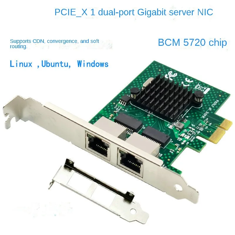 BCM5720 Dual Port Gigabit PCIe to RJ45 Server Network Card Desktop Soft Routing Group Ethernet
BCM5720 Dual Port Gigabit PCIe to RJ45 Server Network Card Desktop Soft Routing Group Ethernet