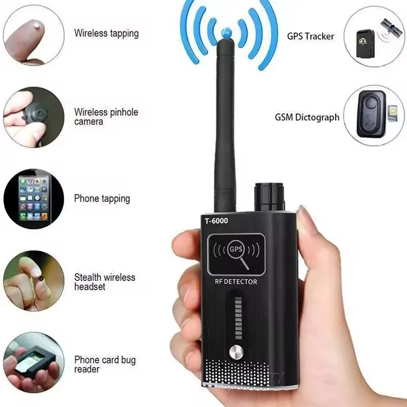 T6000 1MHz-8GHz RF Signal Detector Anti-Spy Hidden Camera GPS Tracker GSM Bug Finder tracker detector spy alarm
T6000 1MHz-8GHz RF Signal Detector Anti-Spy Hidden Camera GPS Tracker GSM Bug Finder tracker detector spy alarm