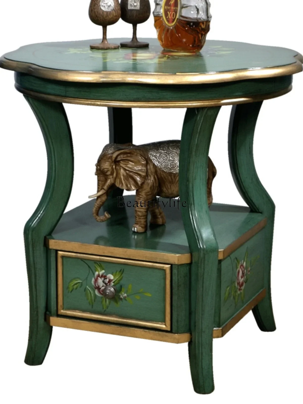American corner table hand-painted edge table sofa solid wood locker small coffee table
American corner table hand-painted edge table sofa solid wood locker small coffee table