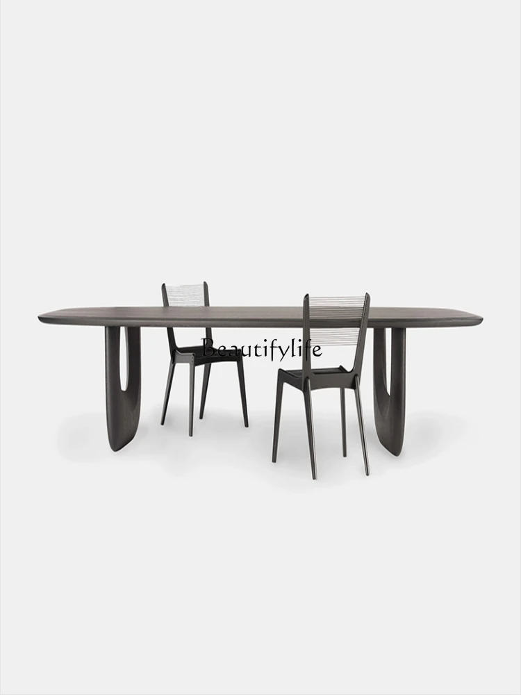 Retro Solid Wood Dining Table Black Silent Wind Long Table Light Luxury Mid-Ancient
Retro Solid Wood Dining Table Black Silent Wind Long Table Light Luxury Mid-Ancient