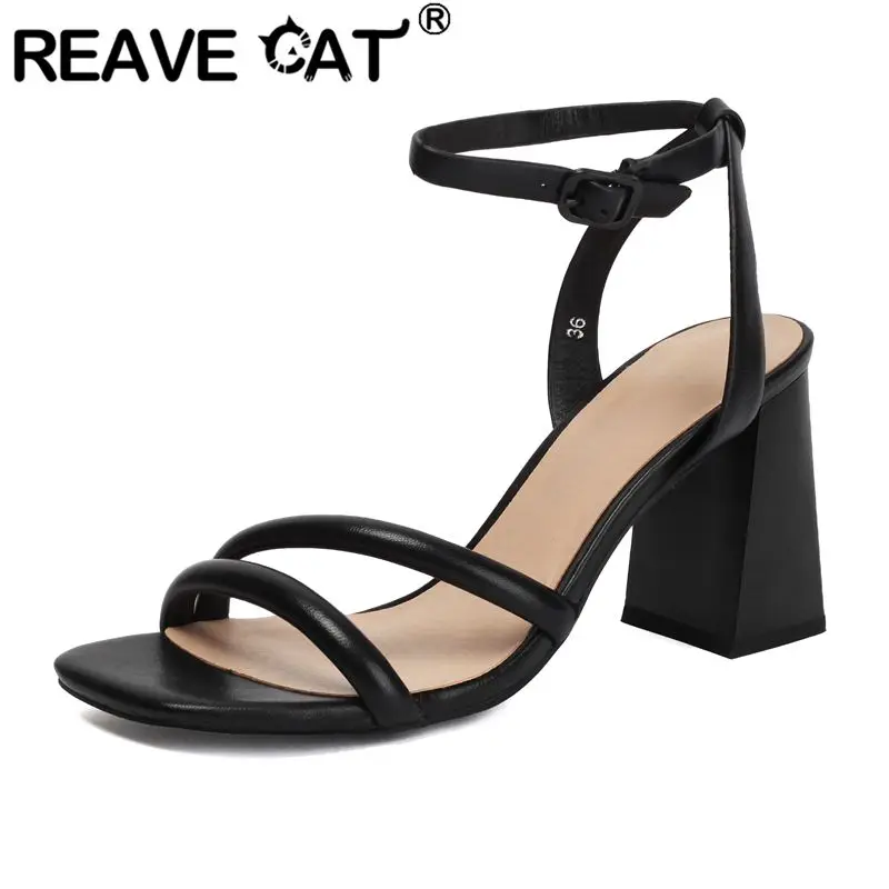 REAVE CAT Apricot Women Sandals Square Toe 8cm Block Heels Buckle Strap Big Size 41 42 Handmade Soft Non Slip Dating Girls Shoes
REAVE CAT Apricot Women Sandals Square Toe 8cm Block Heels Buckle Strap Big Size 41 42 Handmade Soft Non Slip Dating Girls Shoes