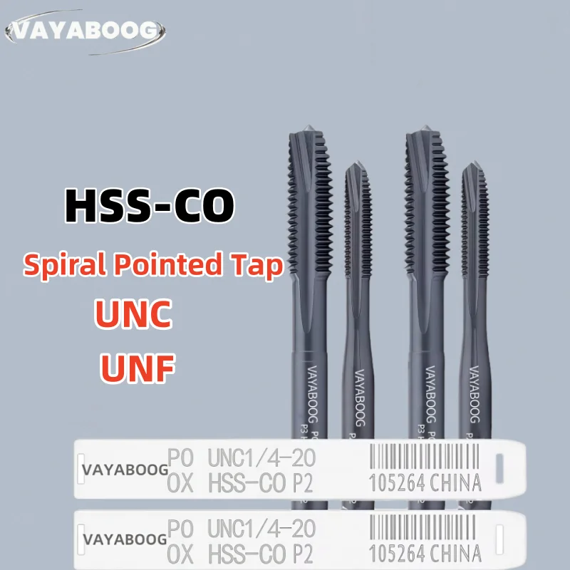 HSS-CO With Oxidized Spiral Pointed Tap UNC UNF 1-64 2-56 4-40 6-32 10-24 12-24 1/4 5/16 3/8 7/16 1/2Machine Screw Thread Taps
HSS-CO With Oxidized Spiral Pointed Tap UNC UNF 1-64 2-56 4-40 6-32 10-24 12-24 1/4 5/16 3/8 7/16 1/2Machine Screw Thread Taps