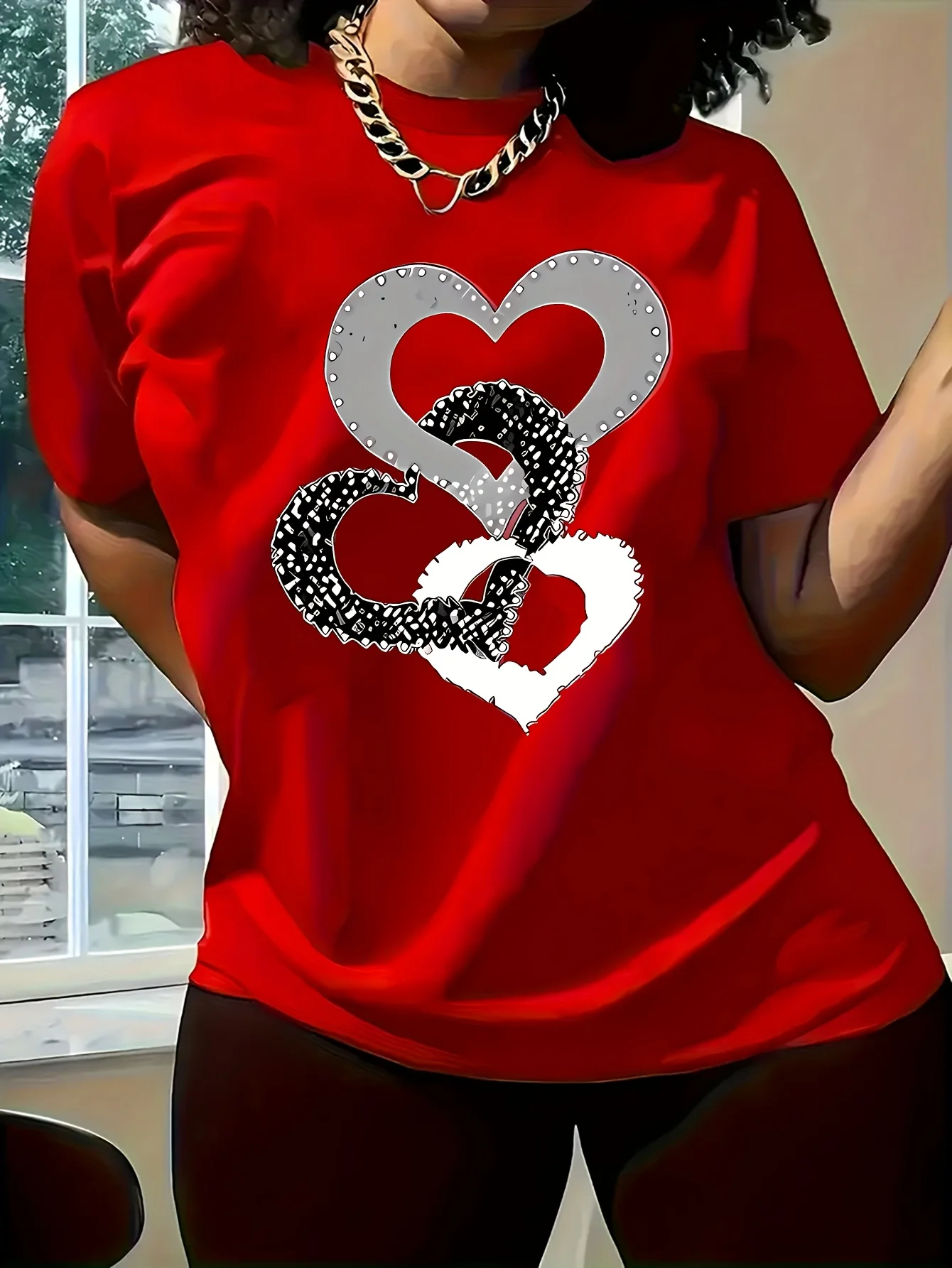 Мужская и женская футболка большого размера с романтическим принтом ко Дню святого Валентина, с коротким рукавом, свободная, повседневная, мягкая, удобная, дышащая
Мужская и женская футболка большого размера с романтическим принтом ко Дню святого Валентина, с коротким рукавом, свободная, повседневная, мягкая, удобная, дышащая