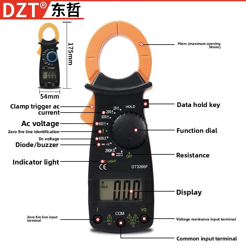 Высокоточный автоматический мультиметр с зажимами - DT3266F, цифровой дисплей, амперметр электрического напряжения, инструмент сопротивления
Высокоточный автоматический мультиметр с зажимами - DT3266F, цифровой дисплей, амперметр электрического напряжения, инструмент сопротивления